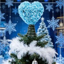 Valentine Day Tree Topper 8.8 Inch Romantic Heart Tree Ornament for Wedding Holiday Party Decoration Supplies