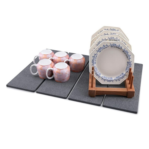 Stone Dish Drying Mat for Kitchen Counter, Foldable Diatomaceous Earth Large Dry Mats Grey 1