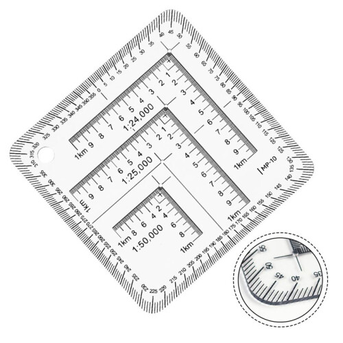 Geographic Coordinate Ruler Transparent Topographical Map Scale Navigation 2