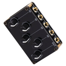 Mikser Stereo 4 w 1 z Wyjściem AUX, Pasywny Mikser, Kontrola Poziomu Sygnału Liniowego 3,5 mm, 4-Kanałowy Mikser Liniowy Stereo, Przenośny Mikser