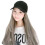 Peaked Cap White: Ανοιχτόχρωμη καφέ περούκα με καπέλο, μονοκόμματη μακριά ίσια μαλλιά, 6