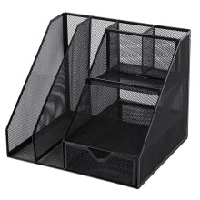 Porta Riviste In Filo Metallico, Organizer per File In Rete per Scrivania, Accessori per Ufficio, Nero