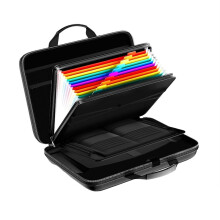 Fireproof Document Box, Hard Case Fireproof File Organizer with Lock and 13 Pocket Accordion File Folder,for Home Office