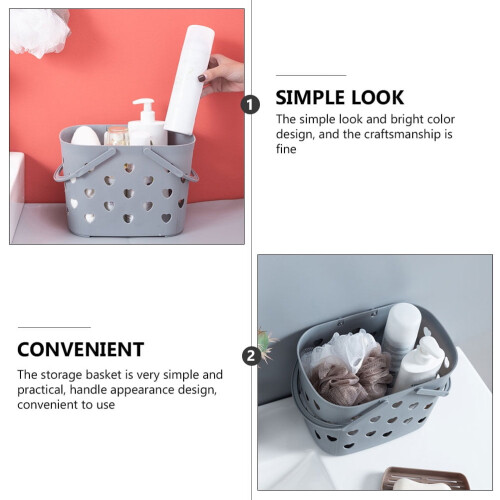 2 Grey Plastic Storage Baskets with Handles 2