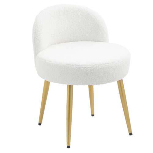 Living And Home Teddy Fleece Dressing Table Stool with Iron Legs 2