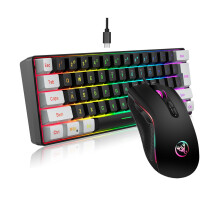 HXSJ 61keys Wired White Black Keyboard RGB Gaming Mouse Office Kit Backlight Keyboard and Mouse All Games