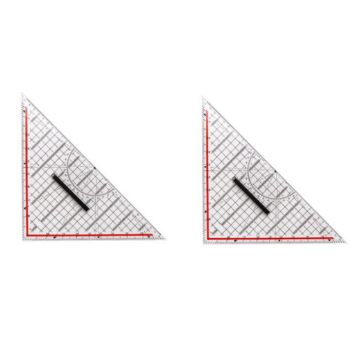 2Pcs 30CM Drawing Triangle Ruler Multi-Function Drawing Design Ruler with Handle Protractor Measurement Ruler Stationery