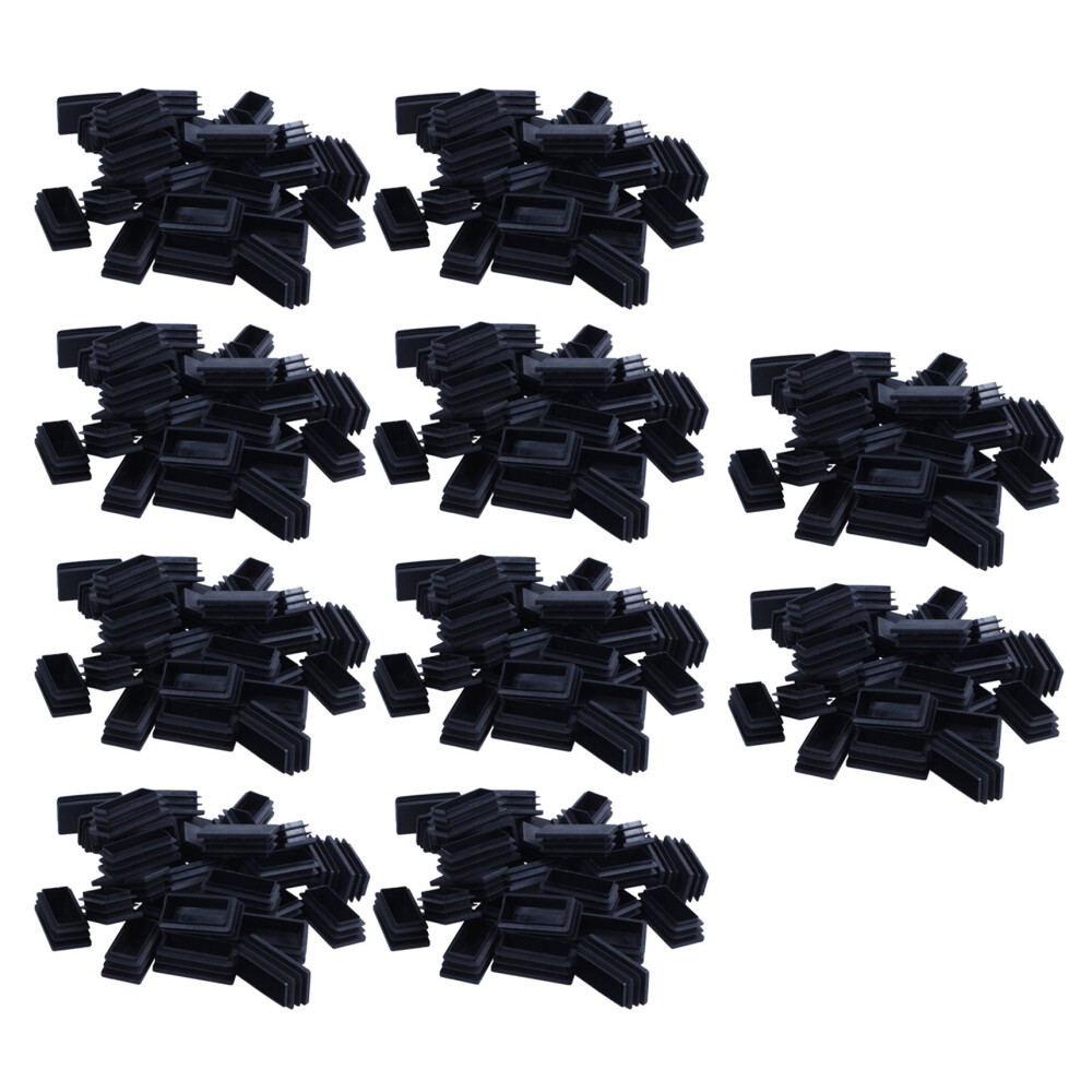 Plastic Rectangle Blanking End Tube Caps Inserts 25X50mm 300Pcs Black 4711140893792