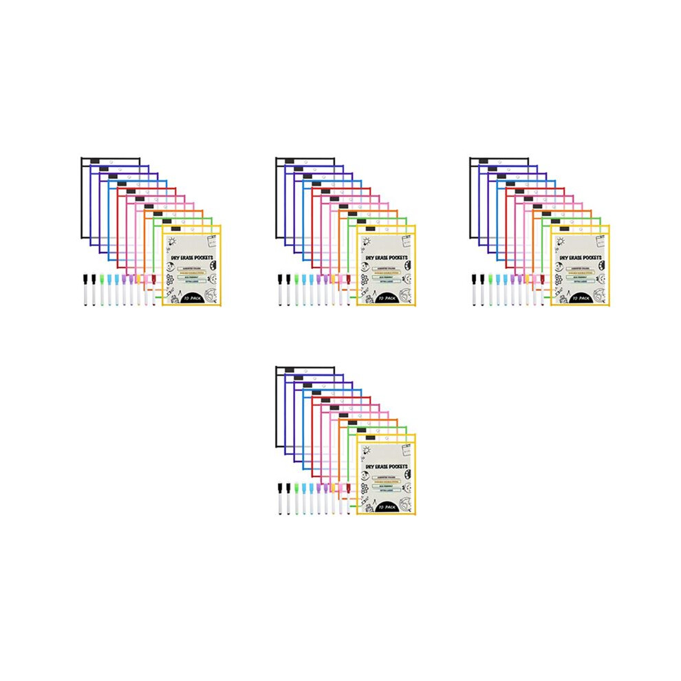Dry Erase Pockets Sleeves, (40 Pack) A4 Paper Job Ticket Holders, Reusable Dry Erase Sheets for Classroom Worksheets-image-OPC-PWKFFBD-NEW