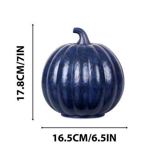 Glass Pumpkin Lantern LED Halloween Decor Blue 2