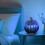 Glass Pumpkin Lantern LED Halloween Decor Blue 5
