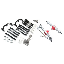 Metal Chassis Pull Rods Suspension Link Mount with Gear Front & Rear Bridge Axle Steering Cup Rod Set