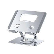 Universele Laptopstandaard met 360 Draaibare Basis, In Hoogte Verstelbare, In Meerdere Hoeken Verstelbare, Opvouwbare Leesboekenplank Zilver