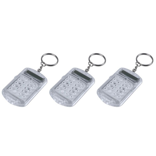 3X Clear Plastic Casing 8 Digits Electronic  Calculator W Keychain