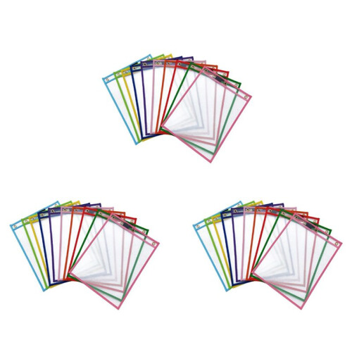 30Pcs Reusable Dry Erase Pockets, Assorted Colors for Children Kids Students 1