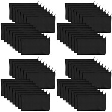 60 Pcs Black Blank Canvas Bag 8.3X4.7in Stationery Storage Zipper Bag DIY Graffiti Pencil Case DIY Gift Bag