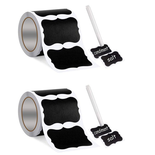Wavy Shape Chalkboard Labels ,Erasable Reusable Rectangle Blackboard Stickers with 2 Liquid Chalk Pen,300 Pieces