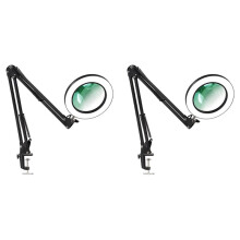 2X Loupe avec Lumière et Support, Lampe de Bureau à LED à Intensité Variable en Continu à 3 Modes de Couleur, Utilisée pour La Lecture et La