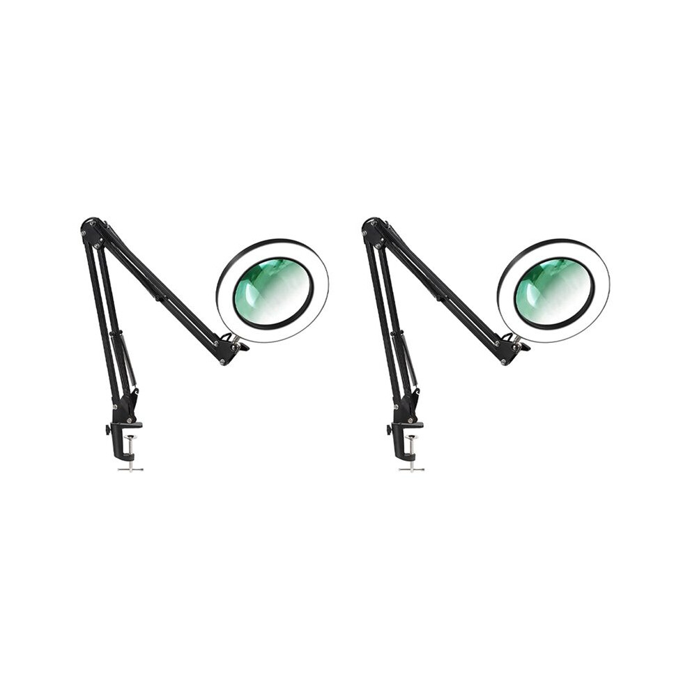 Jojomino 2X Magnifying Glass With Light And Bracket,3 Color Modes Stepless Dimmable Led Desk Lamp, Used For Reading And Repairing