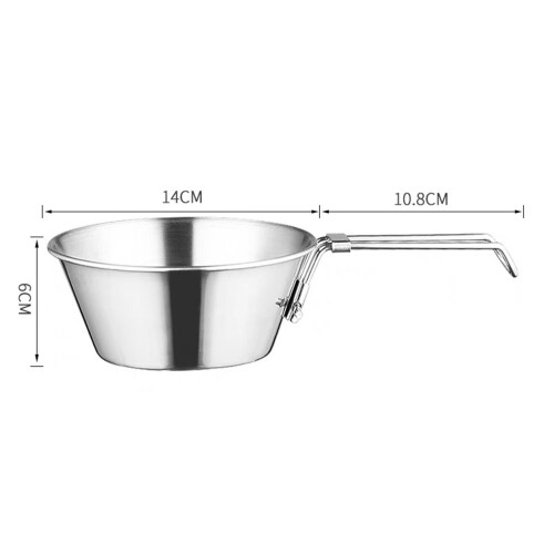 Tazón de camping de acero inoxidable con mango plegable 550 ml 1