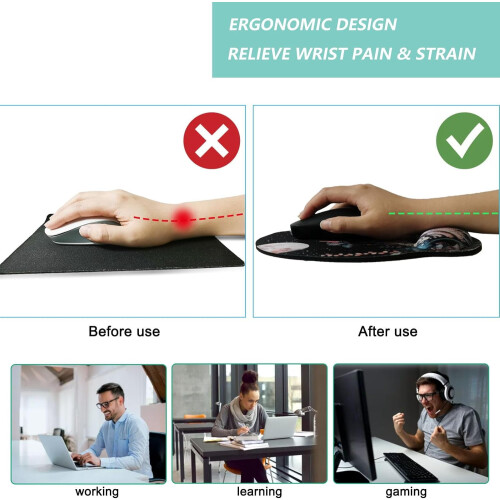 Mousepad ergonômico com apoio de pulso em espuma viscoelástica e base antiderrapante – Compatível com Snail 1