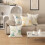 Μαξιλαροθήκη Nordic Cotton-Linen με εκτύπωση φύλλων Ginkgo, αόρατο φερμουάρ, αφαιρούμενη και 2