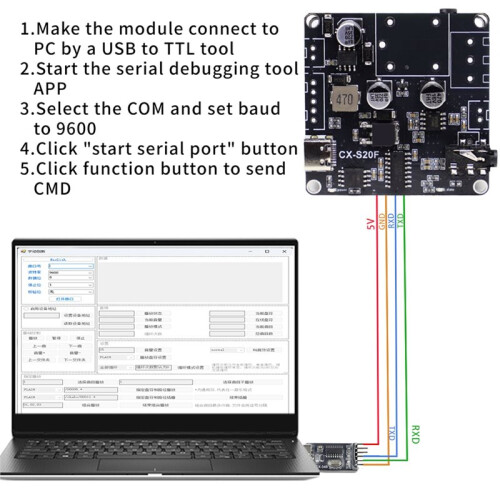 CX-S20F Standard Edition 20W MP3 Voice Broadcast Module USB to TTL Serial Port Control MCU Control Trigger Custom Audio 1