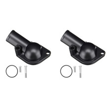 2X SBC BBC Water Neck Thermostat Housing 15 for Chevy 350 454 Small Block Black