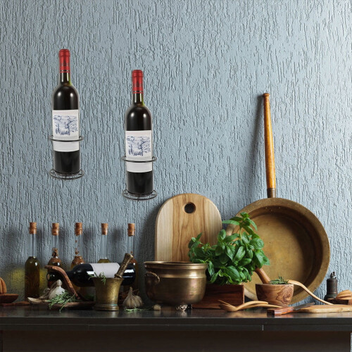 HEMOTON 3 Pcs Wall Mounted Wine Rack Storage Racks Industrial Bottle Holder Black 2
