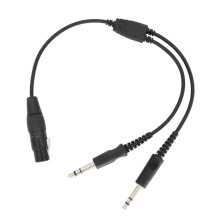 For Aviation XLR to GA Dual Plug 5 Pin Aviation Headset Connector Black Aircraft Headphone Connector Cable