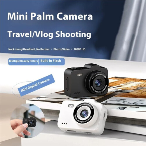 Camera 1080P Micro Camera Keychain Camera Necklace-Style Vlog Camera Pocket Camera Ultra-Compact Digital Camera White 1