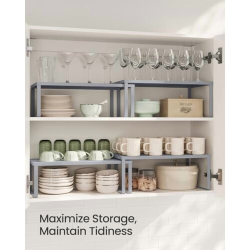 2-Piece Metal Cabinet Shelf Organiser Set 1