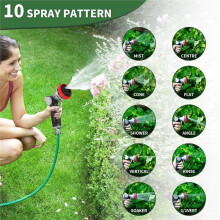 Heavy Duty Metal Garden Hose Nozzle - 10 Spray Patterns, Leak-Proof, High Pressure Water Hose Nozzle for Watering Plants