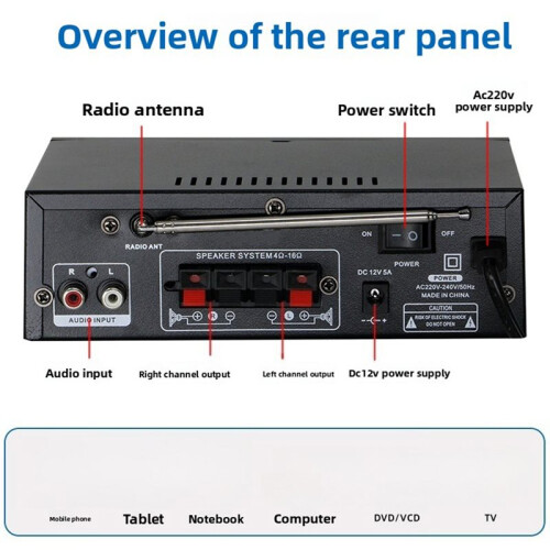 BT-298 PRO Digital Power Amplifier  U Disk Power Amplifier Two-Channel Power Amplifier EU Plug 1