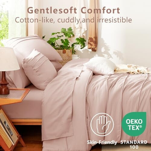 King Pink Boho Comforter Set Down Alternative 7-Piece 2