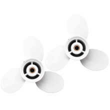 2X Ship Engine Outboard Propeller 3-Bladed Rotary Paddle 683-45941-00-el 9 1/4 x 12 for 9.9-15Hp Aluminum White