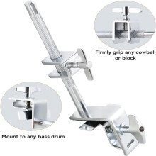 6 Inch Cowbell and Cowbell Clamp, Cowbell Holder Percussion Accessory, Adjustable Drum Cowbell Mount