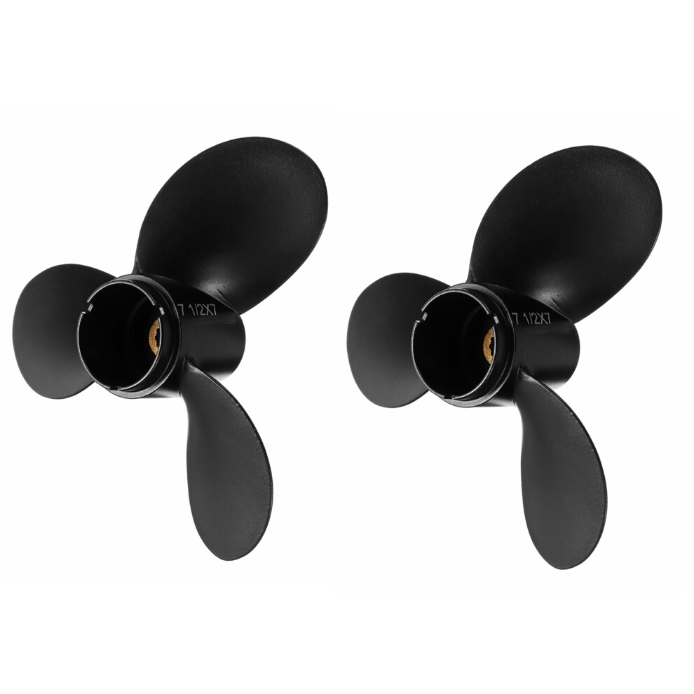 2Pcs 7 1/2 X 7 Ship Engine Propeller 3-Blade Rotary Paddle 58110-91Jn0-019 For Outboard Engine 4-6Hp Black 6032810480431