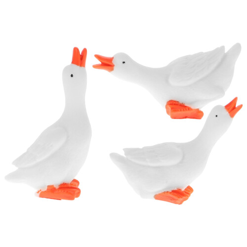 White Resin Goose Figurines 3 pcs 2