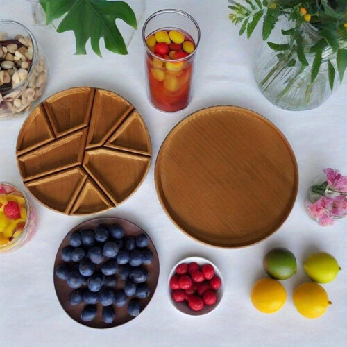 Wooden Serving Tray with 8 Removable Compartments 2