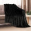 Fleece Blanket 50"x60" – Super Soft Plush Throw with Geometric Pattern, Microfiber Flannel, Compatible with Couch/Bed/Sofa, Black 2