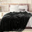 Fleece Blanket 50"x60" – Super Soft Plush Throw with Geometric Pattern, Microfiber Flannel, Compatible with Couch/Bed/Sofa, Black 3