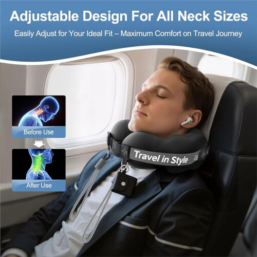 Travesseiro de Viagem para o Pescoço, Super Macio e com Suporte para o Pescoço - Leve e com Design Conversível 1