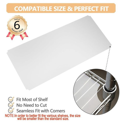 6 Pcs Shelf Liners of Wire Shelf System Plastic Shelf Liners Mats for Wire Shelving 2