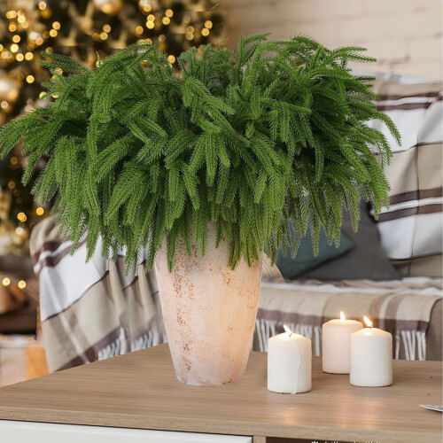 12 Pcs Artificial Norfolk Pine Branches 18 Inch 2