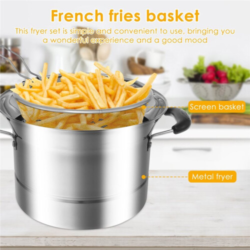 Friteuse Multifonctionnelle Portable en Acier Inoxydable avec Panier-Passoire 2