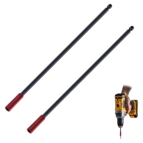Conjunto de 2 Extensores Magnéticos para Brocas, 300 mm (12 Polegadas) de Comprimento, Encaixe Hexagonal de 1/4 de Polegada com Troca Rápida 1