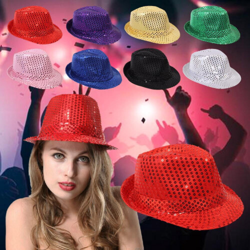 Εκπτώσεις! Παιδικό καπέλο Fedora με λαμπερά πούλιες, καπέλα χορού Hip Hop Street Jazz, E5L5 1