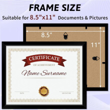 Confezione da 5 Cornici Nere per Diplomi, 8,5 X 11, Cornici per Documenti, Foto, Poster, Opere D'Arte