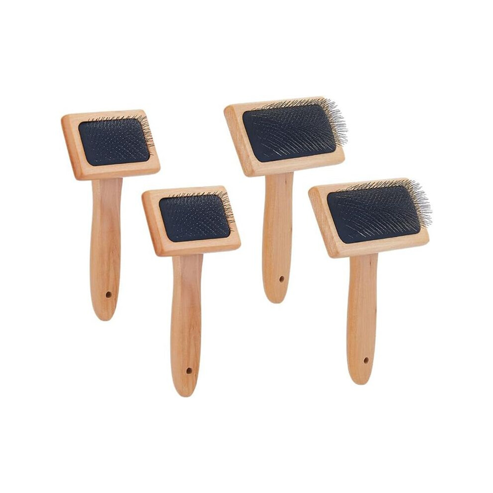 4Pcs Wool Brush Hand Carders Slicker Brush Needle Felting Brush With Solid Wood Handle Wheat Color For Dogs 4712262933007